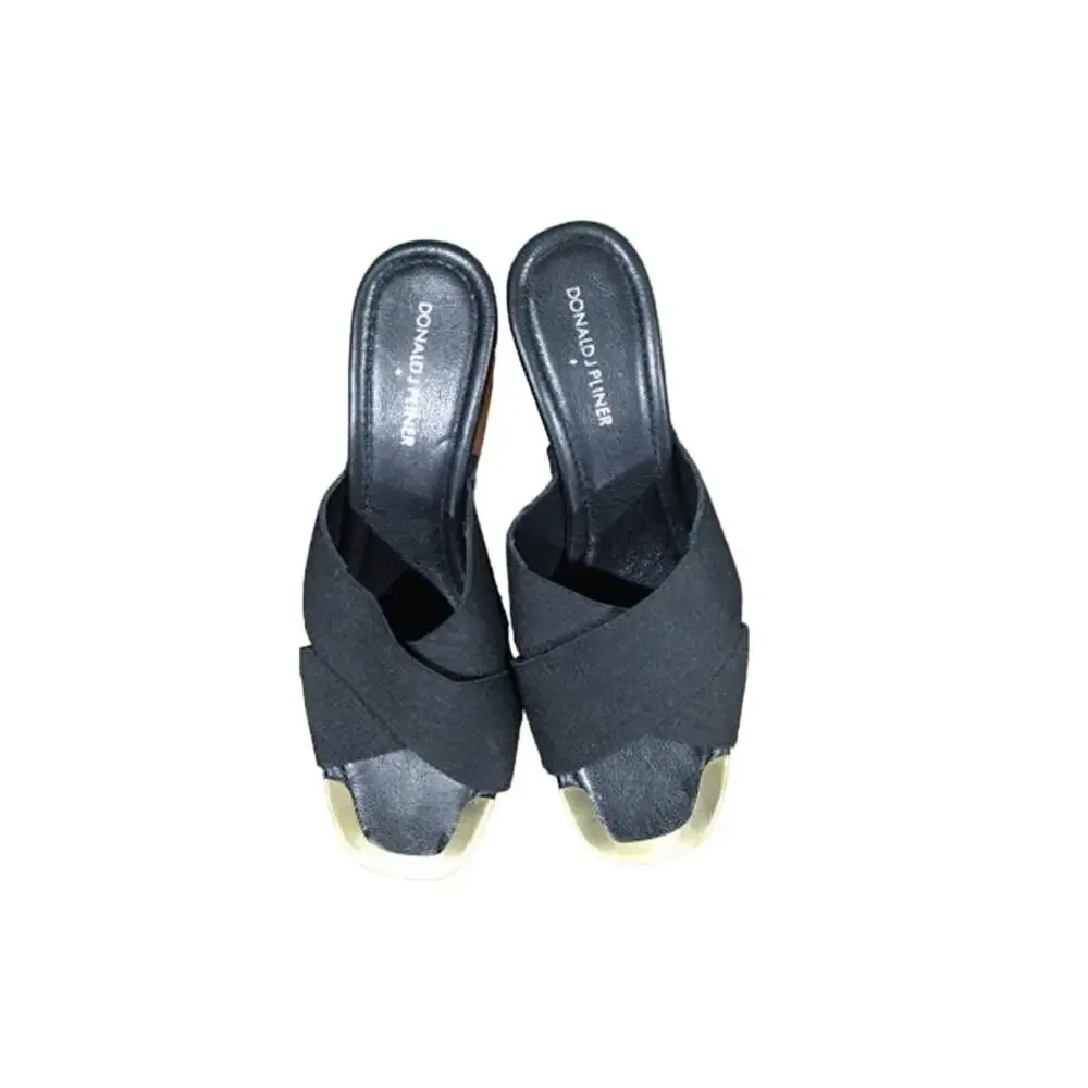 Donald J Pliner Wooden Sole Platform Sandals, Black, Sz
